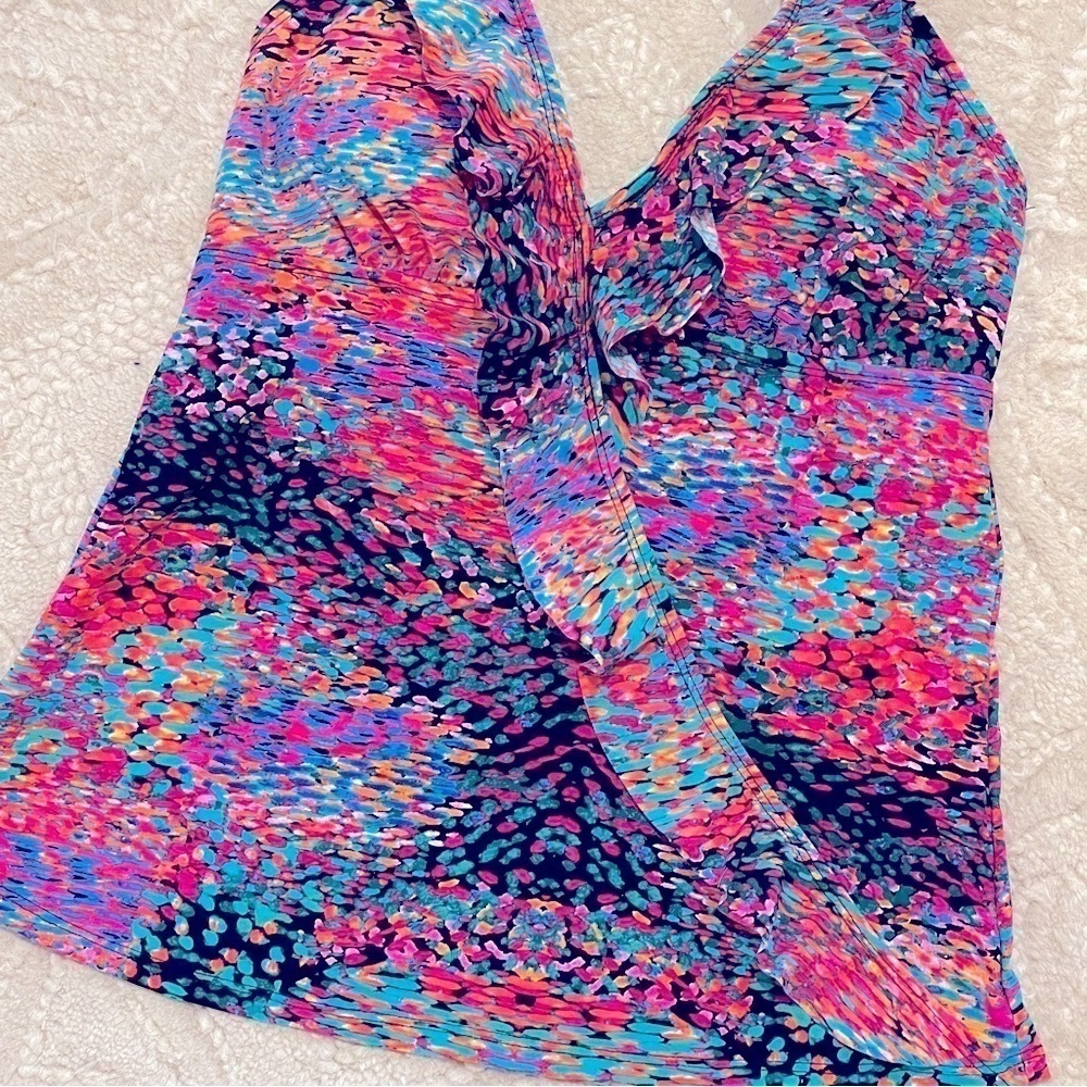 Spanx Ruffle Tankini Swim Top Small - Picture 3 of 8